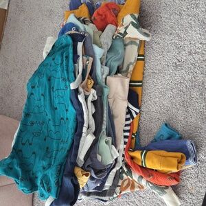 36 Piece Bundle Carters, Huggies, Cloud Island Pants, Joggers, Onesies Sleepers,